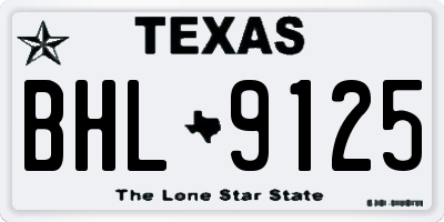 TX license plate BHL9125