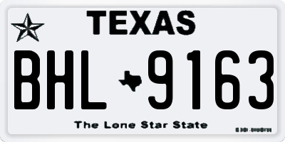 TX license plate BHL9163