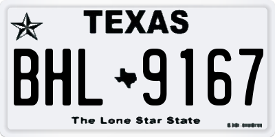 TX license plate BHL9167