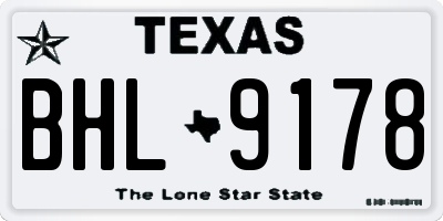 TX license plate BHL9178