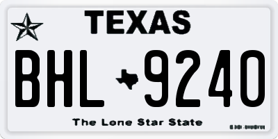 TX license plate BHL9240