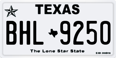 TX license plate BHL9250