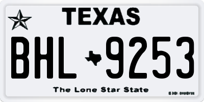 TX license plate BHL9253