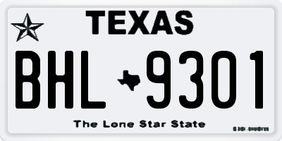 TX license plate BHL9301