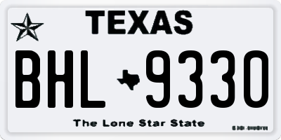 TX license plate BHL9330