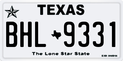 TX license plate BHL9331
