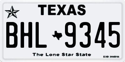 TX license plate BHL9345