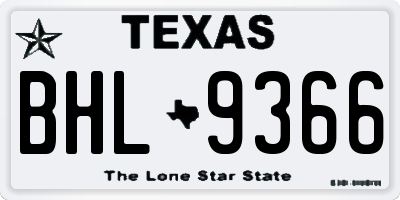 TX license plate BHL9366