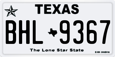 TX license plate BHL9367