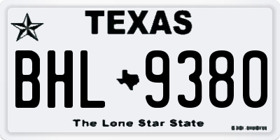 TX license plate BHL9380
