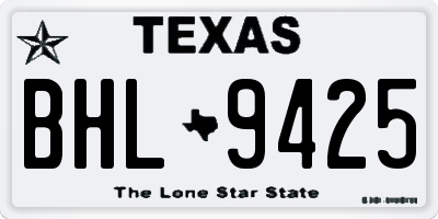TX license plate BHL9425