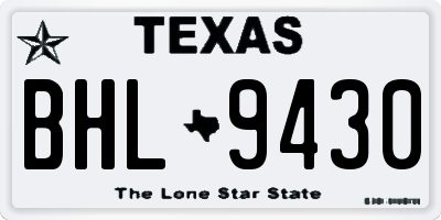 TX license plate BHL9430