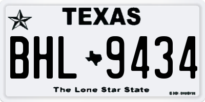 TX license plate BHL9434