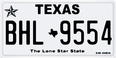 TX license plate BHL9554