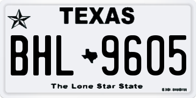 TX license plate BHL9605