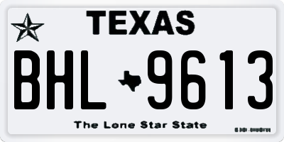 TX license plate BHL9613