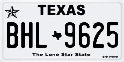 TX license plate BHL9625