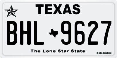 TX license plate BHL9627