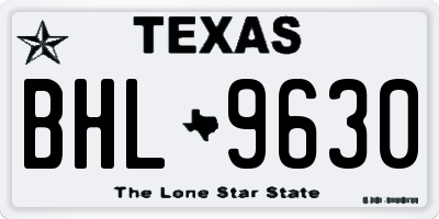 TX license plate BHL9630