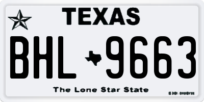 TX license plate BHL9663