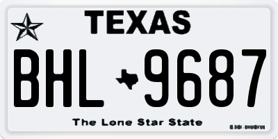 TX license plate BHL9687
