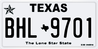 TX license plate BHL9701