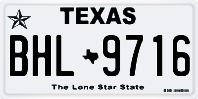 TX license plate BHL9716
