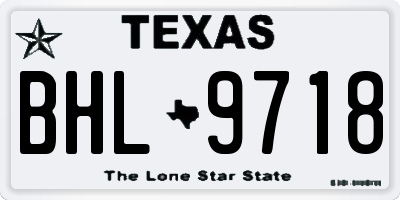 TX license plate BHL9718