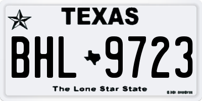 TX license plate BHL9723
