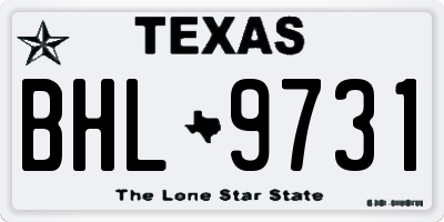 TX license plate BHL9731