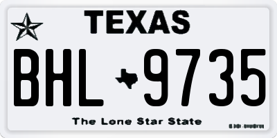 TX license plate BHL9735