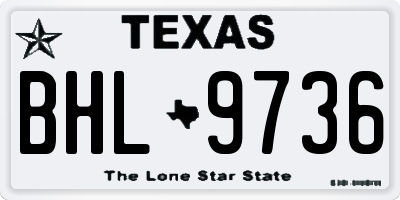 TX license plate BHL9736