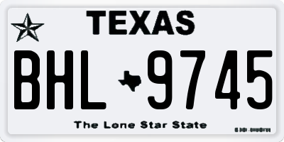TX license plate BHL9745