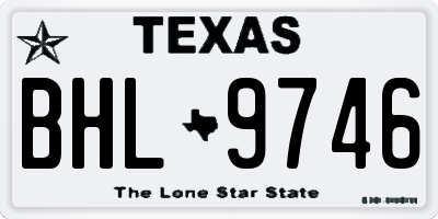 TX license plate BHL9746