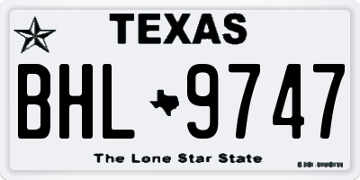 TX license plate BHL9747