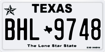 TX license plate BHL9748
