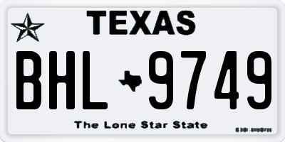 TX license plate BHL9749