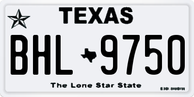 TX license plate BHL9750