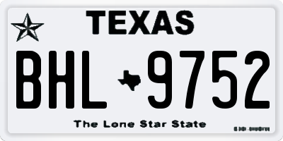 TX license plate BHL9752