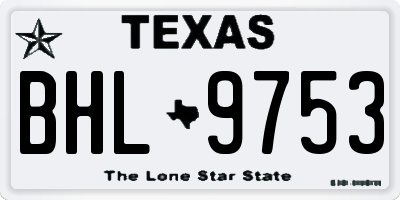 TX license plate BHL9753