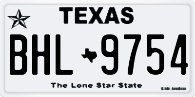 TX license plate BHL9754