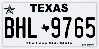 TX license plate BHL9765