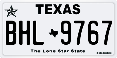 TX license plate BHL9767