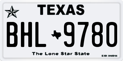 TX license plate BHL9780