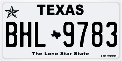 TX license plate BHL9783