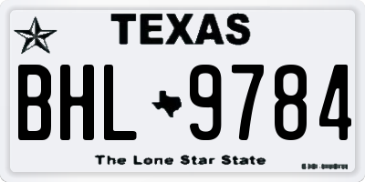 TX license plate BHL9784