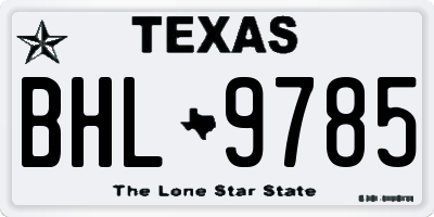 TX license plate BHL9785