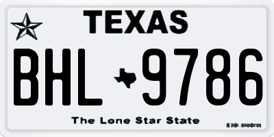 TX license plate BHL9786