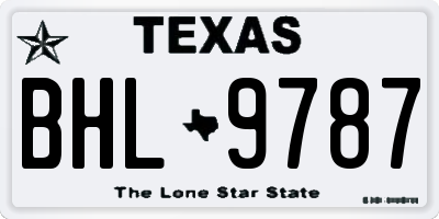 TX license plate BHL9787