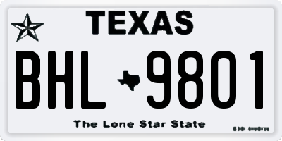 TX license plate BHL9801